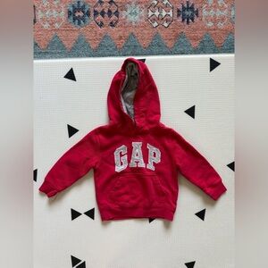 GAP|Baby gender neutral,toddler hoodie sweater in Vibrant Red with GAP letters•